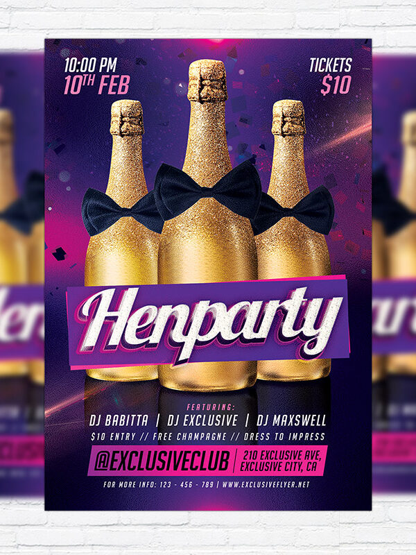 Henparty - Premium Flyer Template + Facebook Cover