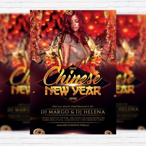 Chinese New Year Celebration - Premium Flyer Template + Facebook Cover