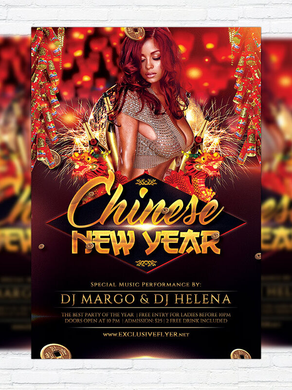 Chinese New Year Celebration - Premium Flyer Template + Facebook Cover