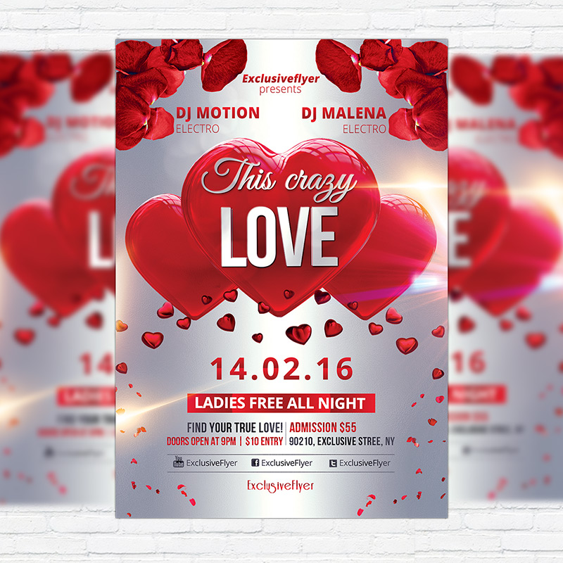 This Crazy Love Premium Flyer Template + Facebook Cover