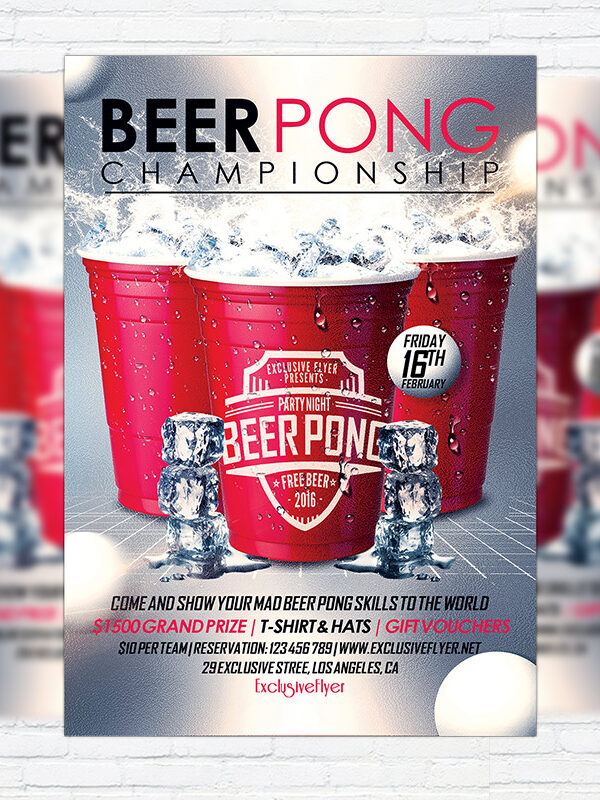 Beer Pong Championship - Premium Flyer Template + Facebook Cover