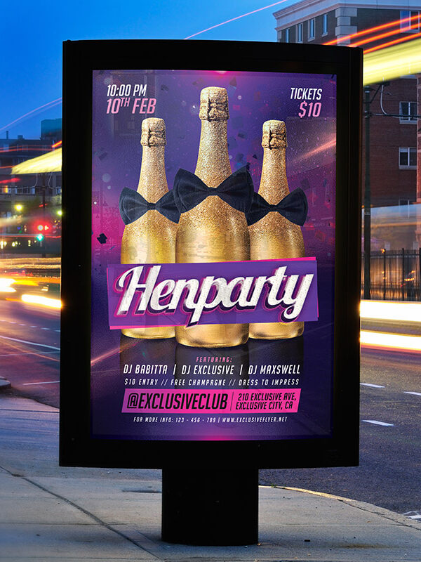 Henparty - Premium Flyer Template + Facebook Cover