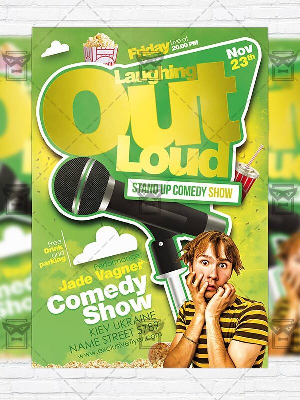 Comedy Show - Premium Flyer Template + Facebook Cover