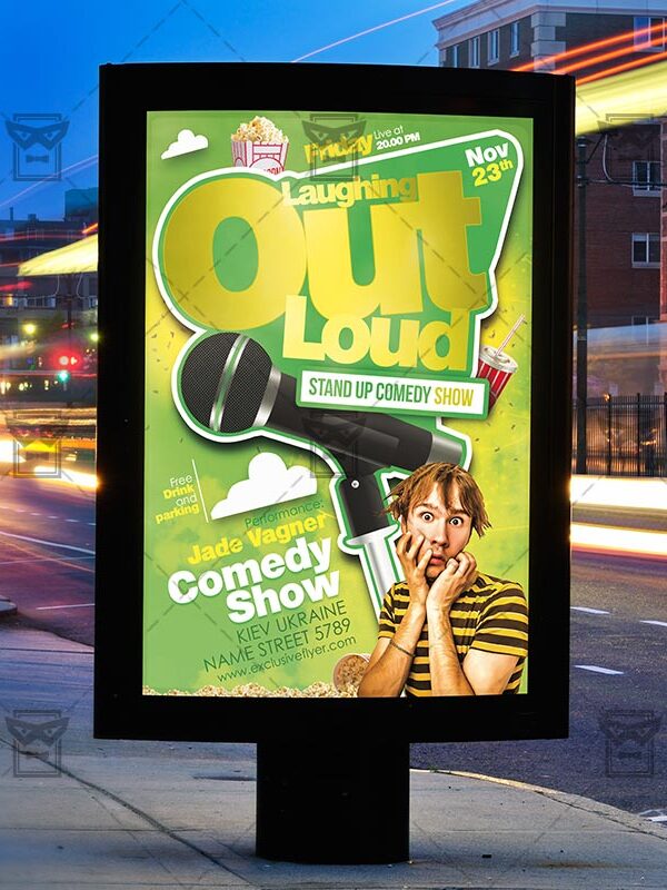 Comedy Show - Premium Flyer Template + Facebook Cover