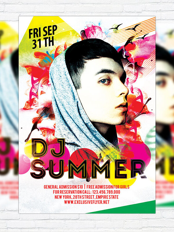 Dj Summer - Premium Flyer Template + Facebook Cover