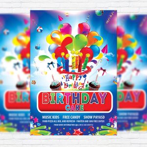 Birthday Cake - Premium Flyer Template + Facebook Cover