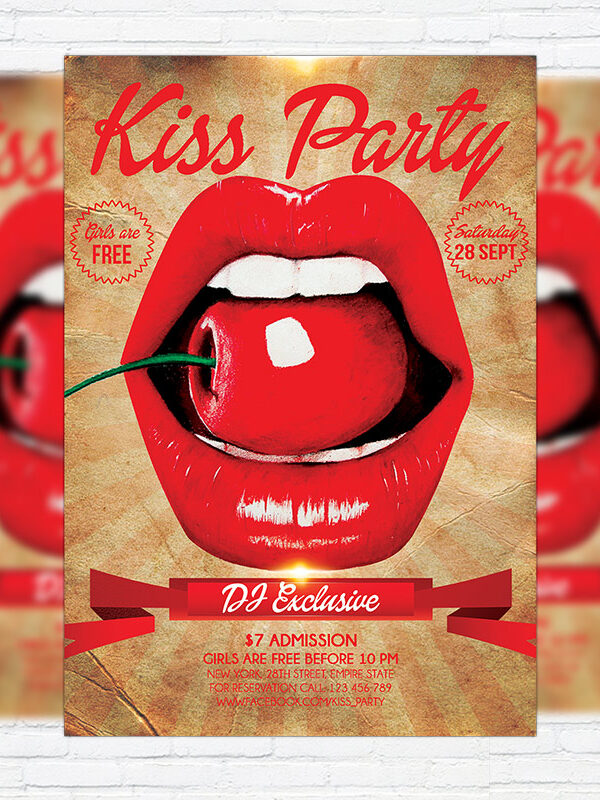 Kiss Party - Premium Flyer Template + Facebook Cover