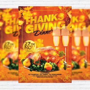 Thanksgiving Dinner - Premium Flyer Template + Facebook Cover