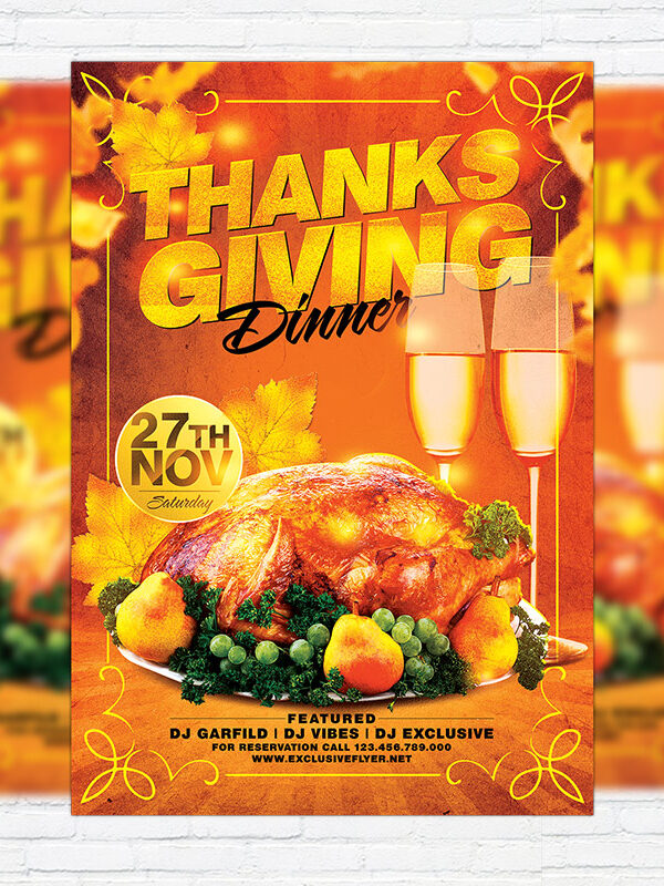 Thanksgiving Dinner - Premium Flyer Template + Facebook Cover