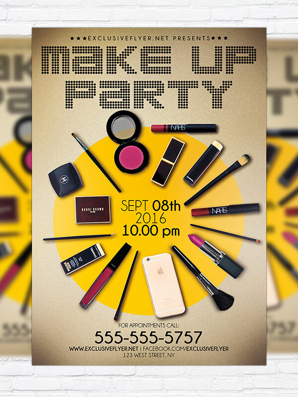Make Up Party - Premium Flyer Template + Facebook Cover