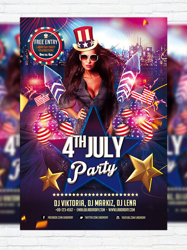 4th Of July Party - Free Club and Party Flyer PSD Template