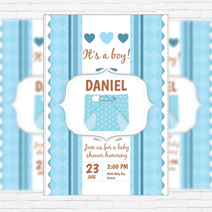 Baby Shower For Boy - Premium Business Flyer PSD Template