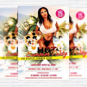 Hot Summer Party - Premium Flyer Template + Facebook Cover