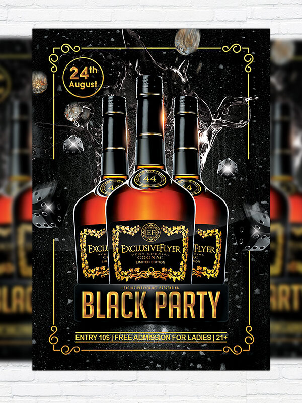 Black Party - Premium Flyer Template + Facebook Cover