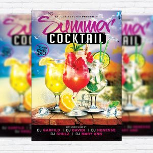 Summer Cocktails - Premium Flyer Template + Facebook Cover