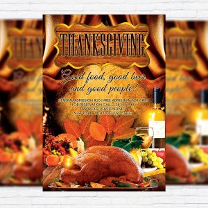 Pre Thanksgiving Party - Seasonal A5 Flyer/Poster Template ...