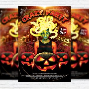 Crazy Halloween - Premium Flyer Template + Facebook Cover