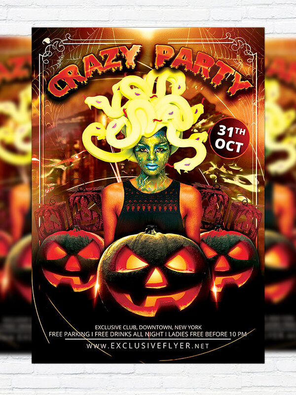 Crazy Halloween - Premium Flyer Template + Facebook Cover