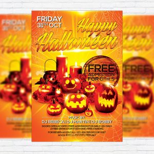 Happy Halloween Night - Premium Flyer Template + Facebook Cover