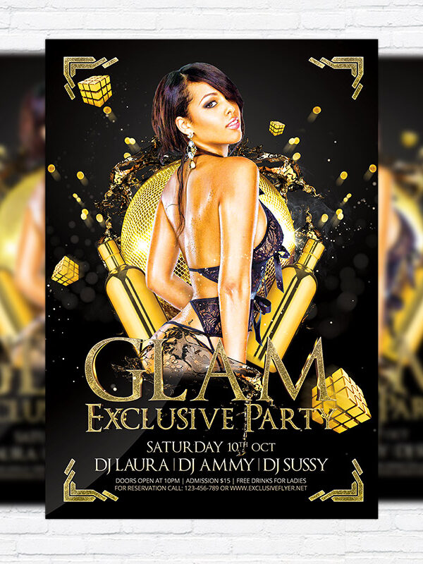 Glam Exclusive Party - Premium Flyer Template + Facebook Cover