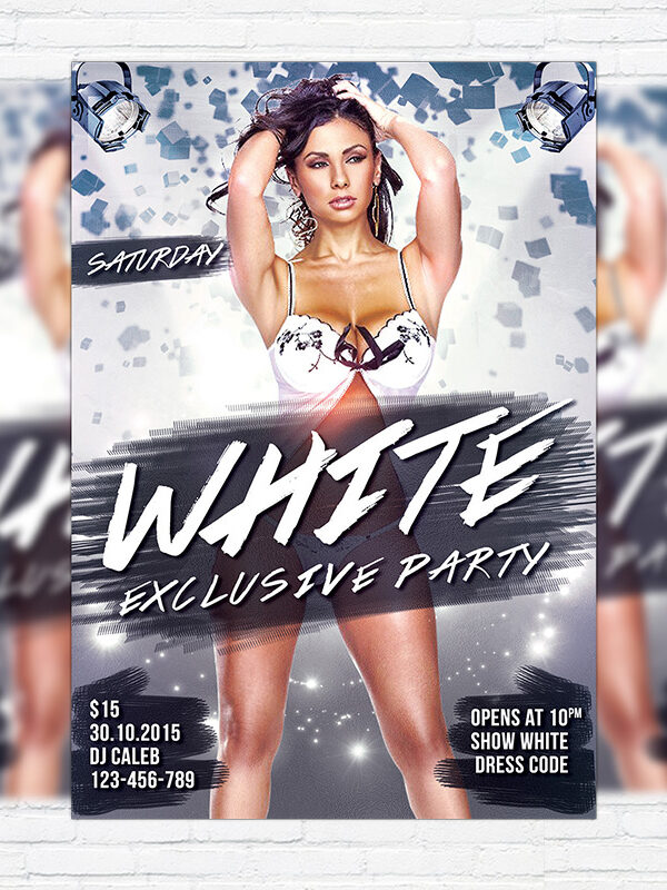 White Exclusive Party - Premium Flyer Template + Facebook Cover