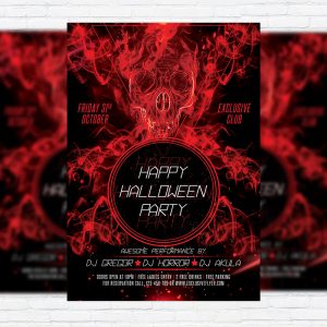 Happy Halloween Night - Premium Flyer Template + Facebook Cover