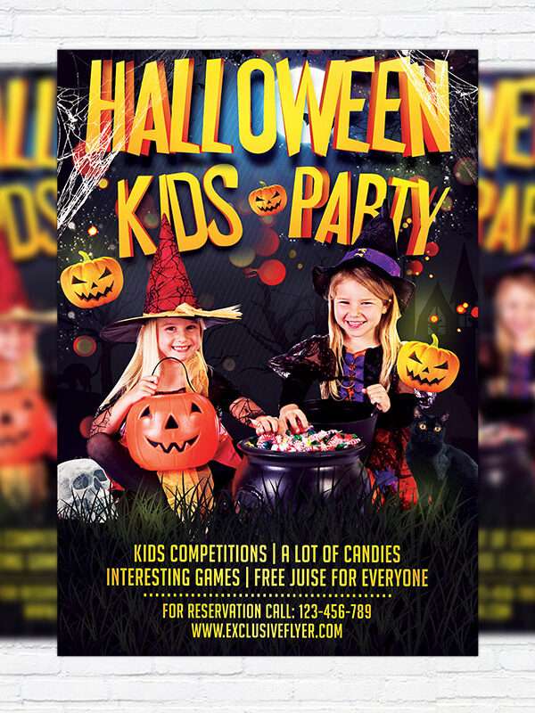 Kids Halloween - Premium Flyer Template + Facebook Cover