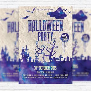 Halloween Night Party - Premium Flyer Template + Facebook Cover