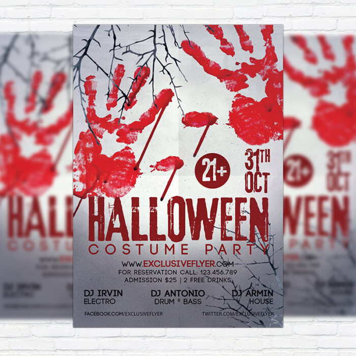 Halloween Costume Party - Premium Flyer Template + Facebook Cover