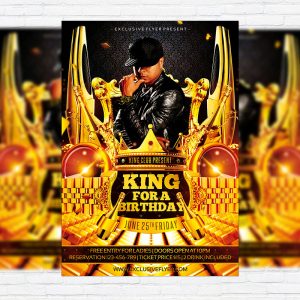 King for a Birthday - Premium Flyer Template + Facebook Cover