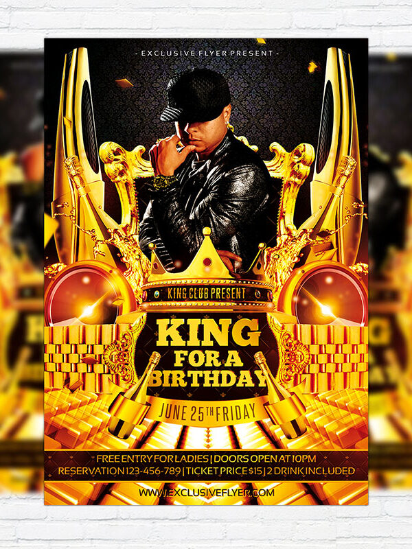 King for a Birthday - Premium Flyer Template + Facebook Cover
