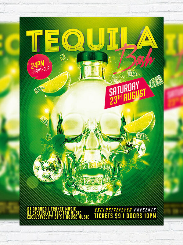 Tequila Bash - Premium Flyer Template + Facebook Cover