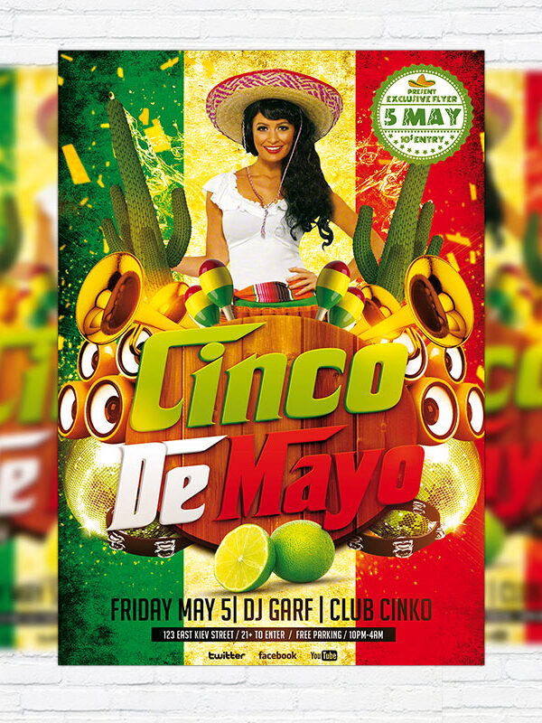 Cinko De Mayo - Premium Flyer Template + Facebook Cover