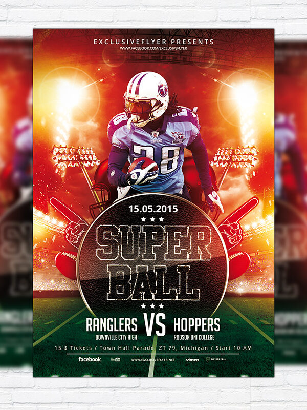 Super Ball - Premium Flyer Template + Facebook Cover
