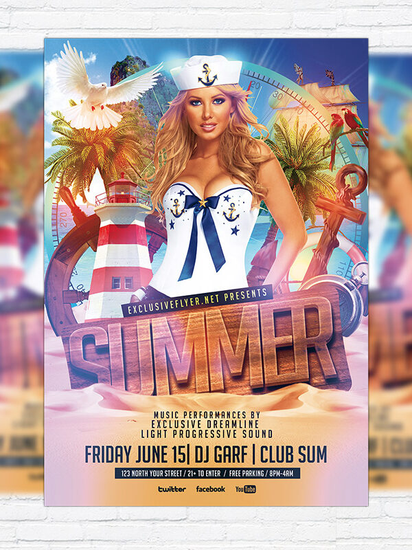 Summer Party - Premium Flyer Template + Facebook Cover