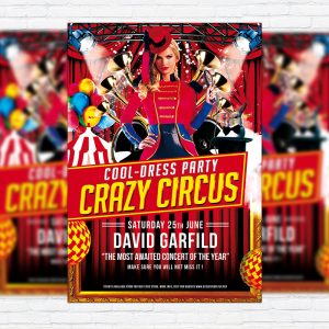 Crazy Circus - Premium Flyer Template + Facebook Cover