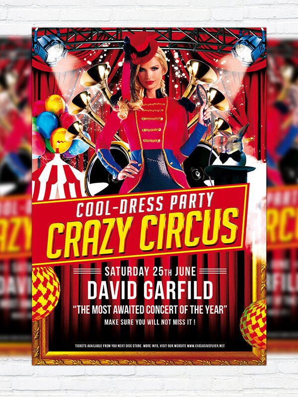 Crazy Circus - Premium Flyer Template + Facebook Cover