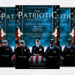 Patriotic Memorial Day - Premium Flyer Template + Facebook Cover