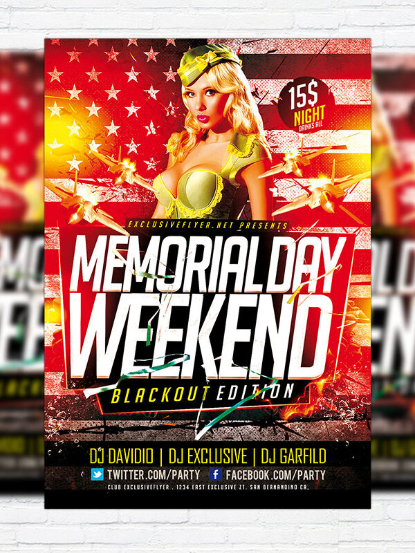 Memorial Day Weekend - Premium Flyer Template + Facebook Cover