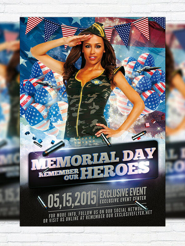Memorial Day Heroes - Premium Flyer Template + Facebook Cover