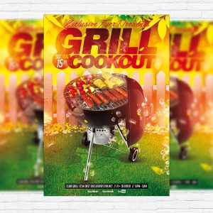 Grill Cookout - Premium Flyer Template + Facebook Cover