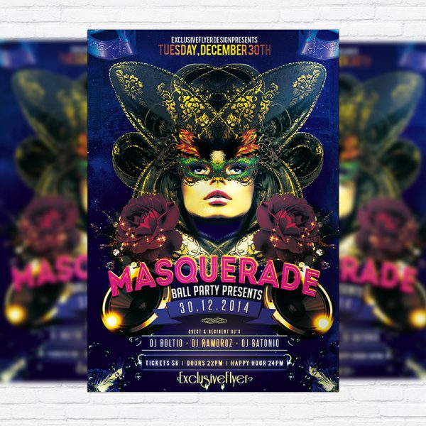 Masquerade Ball Party Premium Psd Flyer Template Exclsiveflyer Free And Premium Psd Templates