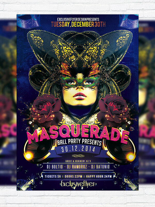 Masquerade Ball Party - Premium PSD Flyer Template