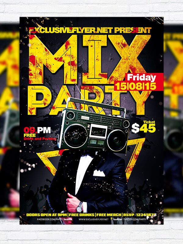 Mix Party - Premium Flyer Template + Facebook Cover