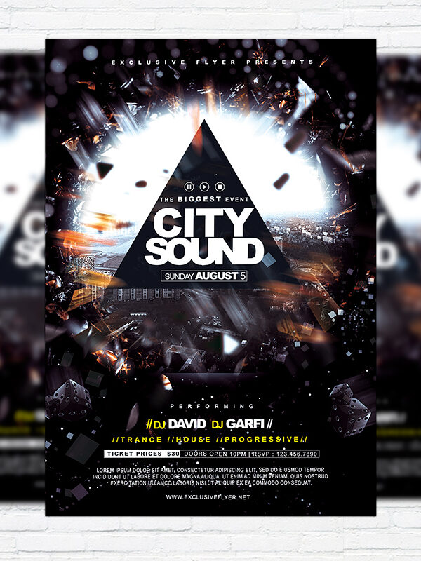 City Sound - Premium Flyer Template + Facebook Cover