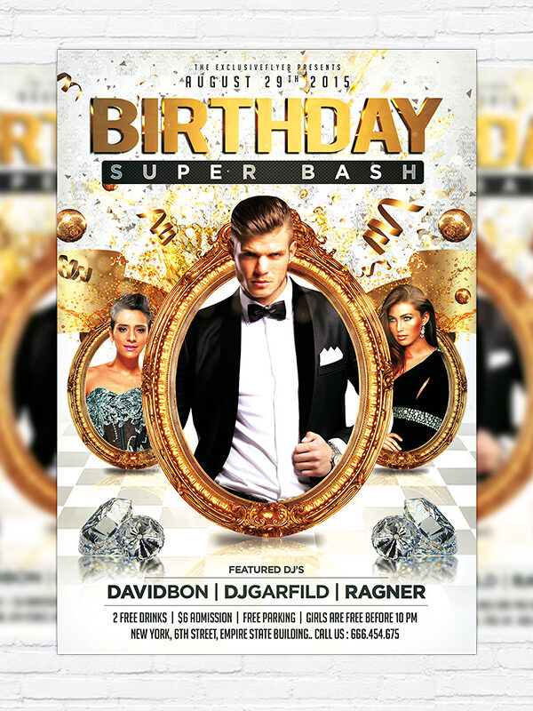 Birthday Super Bash - Premium Flyer Template + Facebook Cover