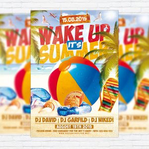 Wake up it's Summer - Premium Flyer Template + Facebook Cover