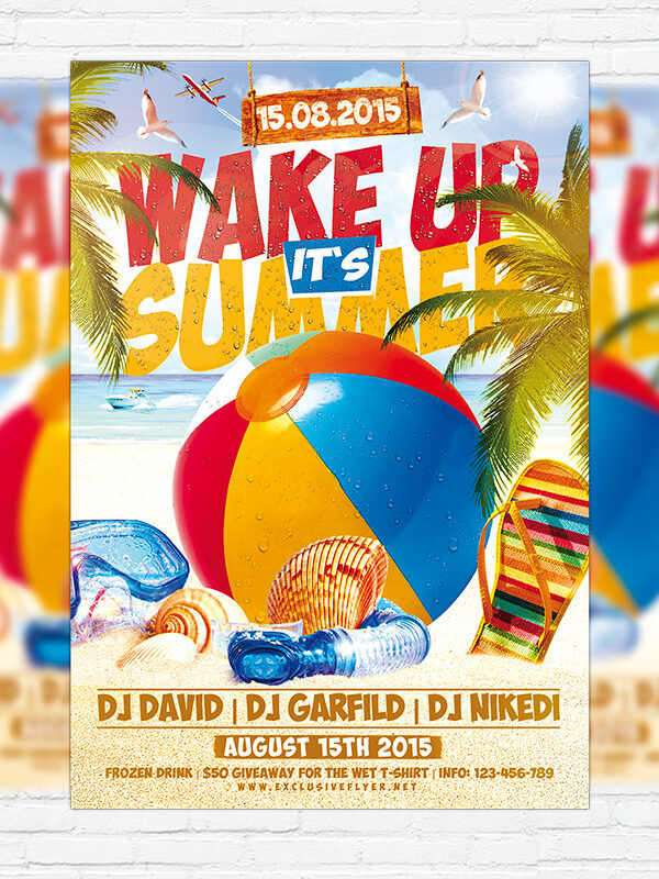 Wake up it's Summer - Premium Flyer Template + Facebook Cover