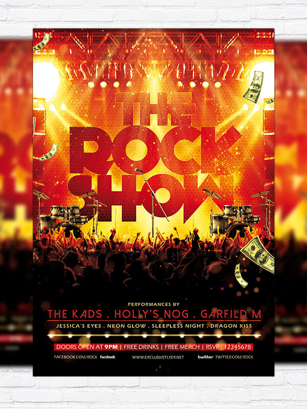The Rock Show - Premium Flyer Template + Facebook Cover