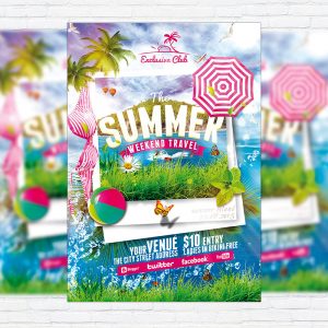 The Summer Weekend Travel - Premium Flyer Template + Facebook Cover